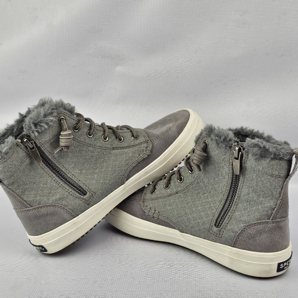 Sperry Womens Crest Lug High Top Sneaker Gray 8 - Picture 6 of 8